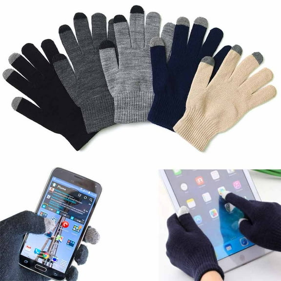 2 Pair Touch Sensitive Gloves Screen Smartphone Texting Winter Knit Warm Mitts