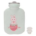 thumbnail image 2 of Hot Water Bottle Soft Cover Hot Cold Compress Portable Thicken Pain Reduction Leakproof Rubber Hot Water Bag Green Bunny, 2 of 5