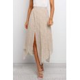 thumbnail image 1 of Women's Beige Fashion Print Side Slit Pleated Maxi Skirt, 1 of 7