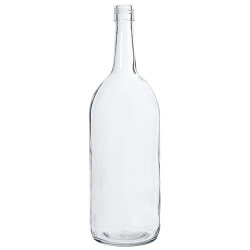 Large EMPTY WINE BOTTLES 1.5 LITER CLEAR GLASS WITH SCREW MEDAL LIDS 