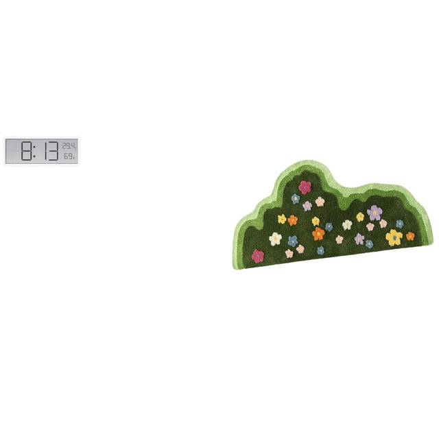 Reloj de pared digital,Reloj de pared digital multifuncional para oficina,Alfombra de piso,Alfombra de piso irregular,suave y moderna.,Alfombra de flores y plantas,alfombra de noche