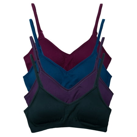 

Kalon 4 Pack Women s Demi Wireless Padded Bralette Hook and Eye Bra Back (M/L Busty D. Vintage)