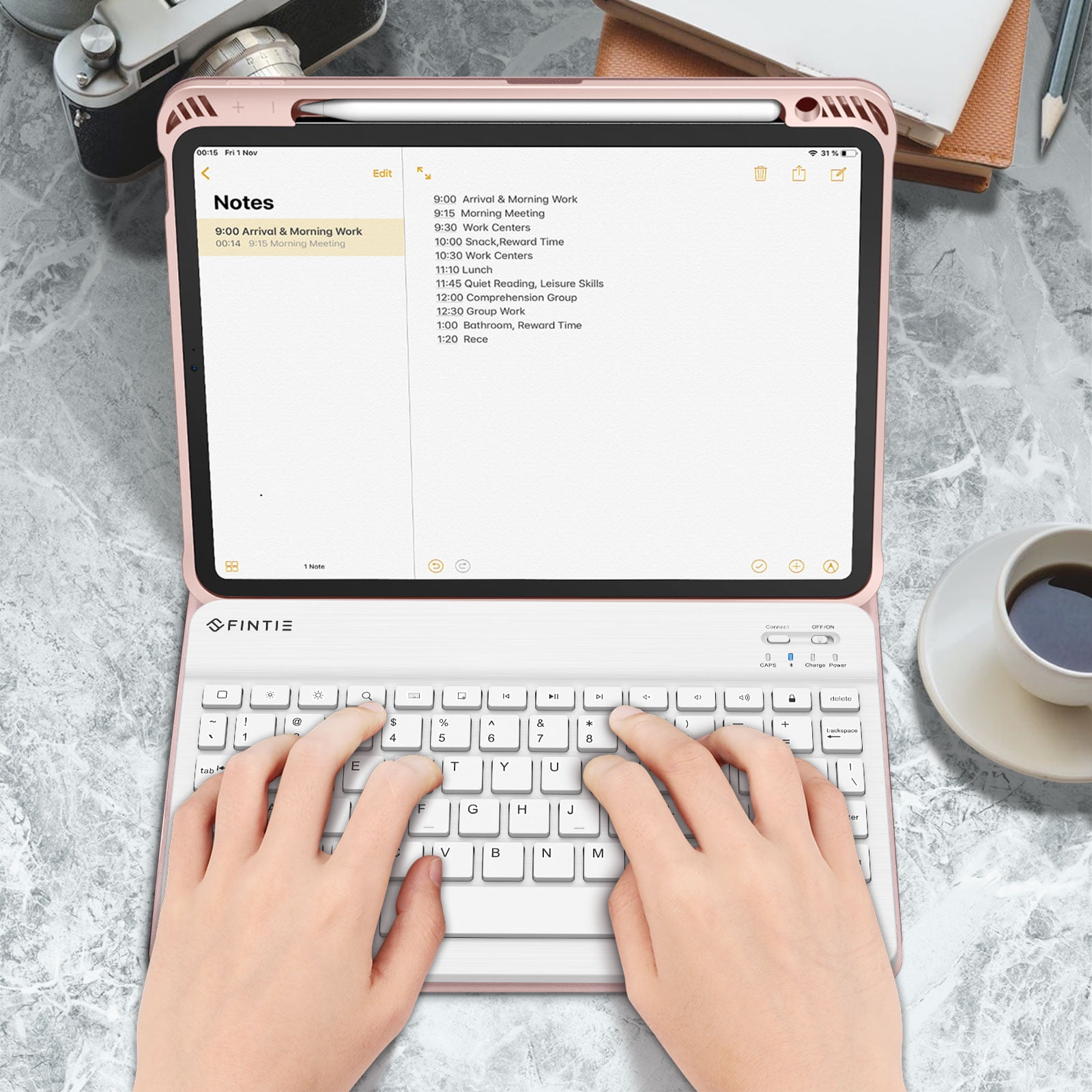 Fintie Keyboard Case for iPad Air 11-inch M2 (2024), iPad Air 5th Generation (2022) / iPad Air 4th Gen 10.9" - Soft TPU Back Cover with Magnetically Detachable Wireless Bluetooth Keyboard