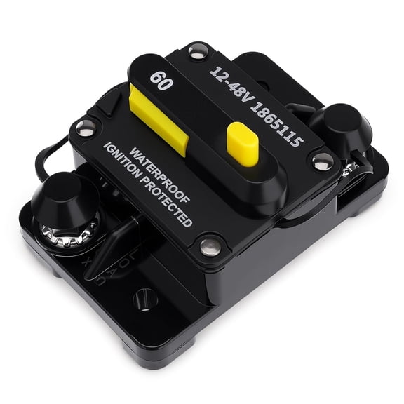 MKR-27 Circuit Breaker 60 Amp Compatible with All Minn Kota Electric Trolling Motors 12V-48V, RV, Truck, Car Audio, Car Lighting, 12V-48V DC Systems, Waterproof, Manual Reset Replaces# 1865115