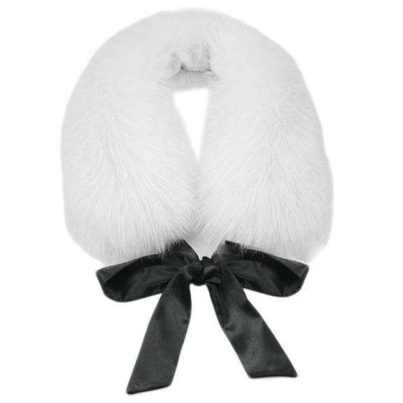 Jiibva Winter Women Faux Fur Collar Fasionable Multicolor Shawl Collar Warm Shawl Scarves for Outwear Coat