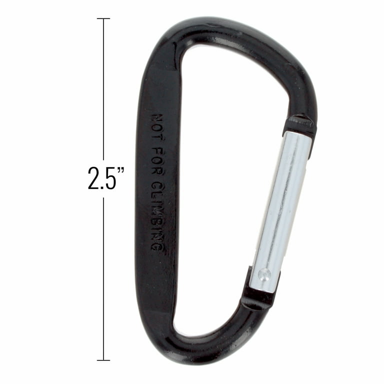 (6 Pack) Aluminum Multi-Color Carabiner Spring Clip Keychain Black Small