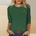 thumbnail image 2 of LIaqionyy St Patrick's Day Women Shamrock Graphic T-Shirt 3/4 Sleeve Crewneck Loose Casual Festival Tops, 2 of 4