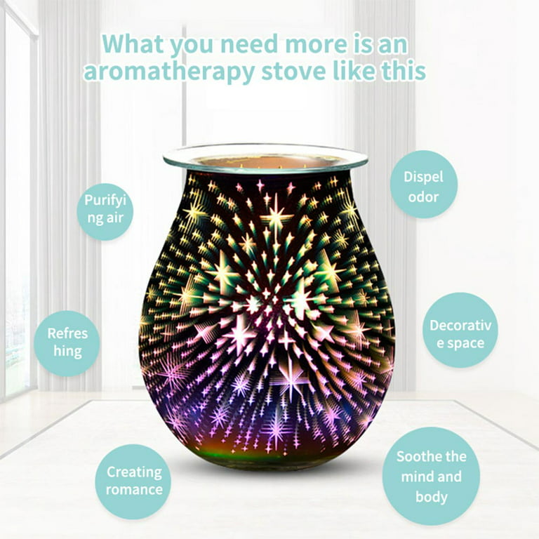 STAR MOON Plug in Fragrance Wax Warmer, Ceramic Electric Wax Melt Warmer,  Candle Melter Burner for Scented Wax, Scentsy Wax Cubes, No Flame No Smoke  No Soot, Two Bulbs Packaged- Bauhinia Pattern 
