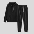 thumbnail image 3 of SELONE Sweat Suits For Weight Loss 2 Piece Long Sleeve Hoodies Long Sweatpants Hooded Neck Gym Loose Fit Taper Leg Workout Outfits Solid Jogger Lounge Sets Streetwear Fall Wintern Clothes Black, 3 of 5