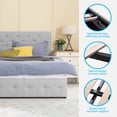 thumbnail image 3 of King Size Platform Bed Frame with Lift Up Hydraulic Large Storage, Upholstered Bed Frame with Tufted Button Headboard& Storage for Bedroom, Easy Assembly, Light Gray, 3 of 8