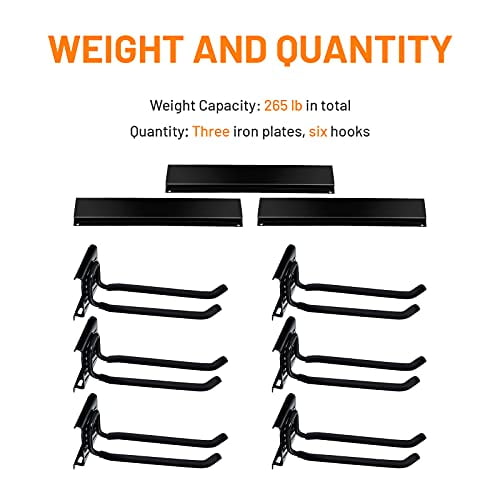 Wallmaster Garage Storage Tool Organizer Rack Heavy Duty Tools Garage Organization Wall Mount Rack Hanger with 6 Hooks 48inch Tracks Max Load 265lb Walmart