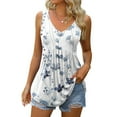 thumbnail image 2 of up to 60% off Gifts Usmixi Womens Tank Tops Beach High Waist Pleated Hem Ladies Fashion Tunic Shirts Summer Trendy Floral Print V-Neck Sleeveless Shirts Blouse White l, 2 of 5