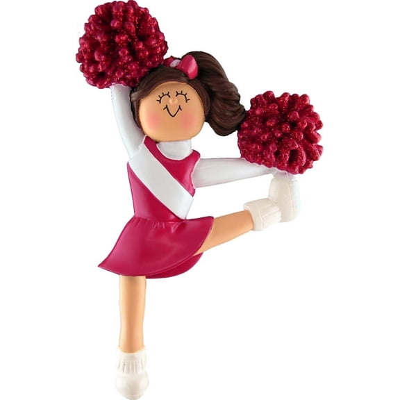 Cheerleader Red Uniform Brown Personalized  Christmas Ornament DO-IT-YOURSELF