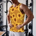 thumbnail image 5 of Lsque Yellow Leopard Print Sunflower Pattern Mens Tank Tops Muscle Athletic Quick Dry Sleeveless Workout Fitness T Shirts Beach Tank Top, Loose-fit Sleeveless Shirt for Men-4X-Large, 5 of 7