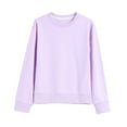 thumbnail image 3 of idosla Girls Oversized Crewneck Sweatshirts Kids Fashion Fleece Drop Shoulder Pullover 5-14 Years (Purple, 7-8 Years), 3 of 4