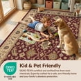 thumbnail image 4 of Design&I 5'x7' Washable Area Rug Ivory Rich Burgundy with Ornate Floral Motifs Traditional Design for Small Living Room, Bedroom, Sleek Flatweave Pet Friendly & Non-Slip, 4 of 7