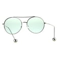 thumbnail image 4 of Womens Metal Ball Tip Retro Trend Unique Feminine Pilots Sunglasses Silver Green, 4 of 4