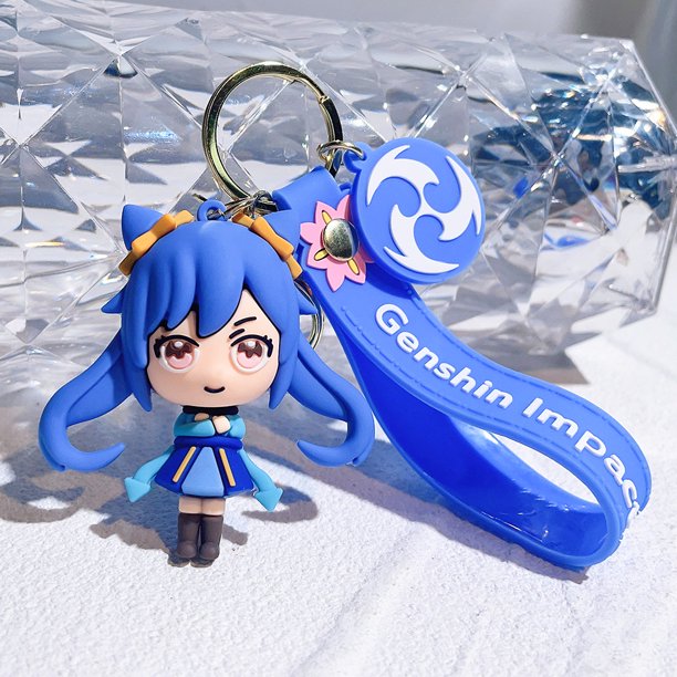 LLavero de figura de impacto Genshin, llaveros de muñeca Kawaii Xiao Ganyu Hu Tao Keqing Barbatos para mochila, adorno, regalos para fanáticos