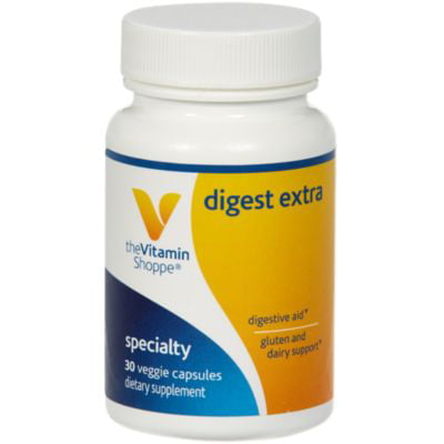 Digest Extra  Digestive Enzymes for Fats, Carbohydrates and Protein Including a Digestive Aid for Gluten and Dairy  Supports Nutrient Absorption (30 Vegetable Capsules) by The Vitamin (Best Digestive Enzymes For Carbohydrates)