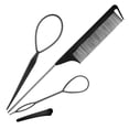 thumbnail image 1 of 4 Pack Hair Loop Tool Set with 2 pcs French Braid Tool Loop,1 pcs rat tail comb,1 hair clip, Hair Tail Tools for Hair Styling,Hair Braid Accessories Ponytail Maker（Black Set）, 1 of 5