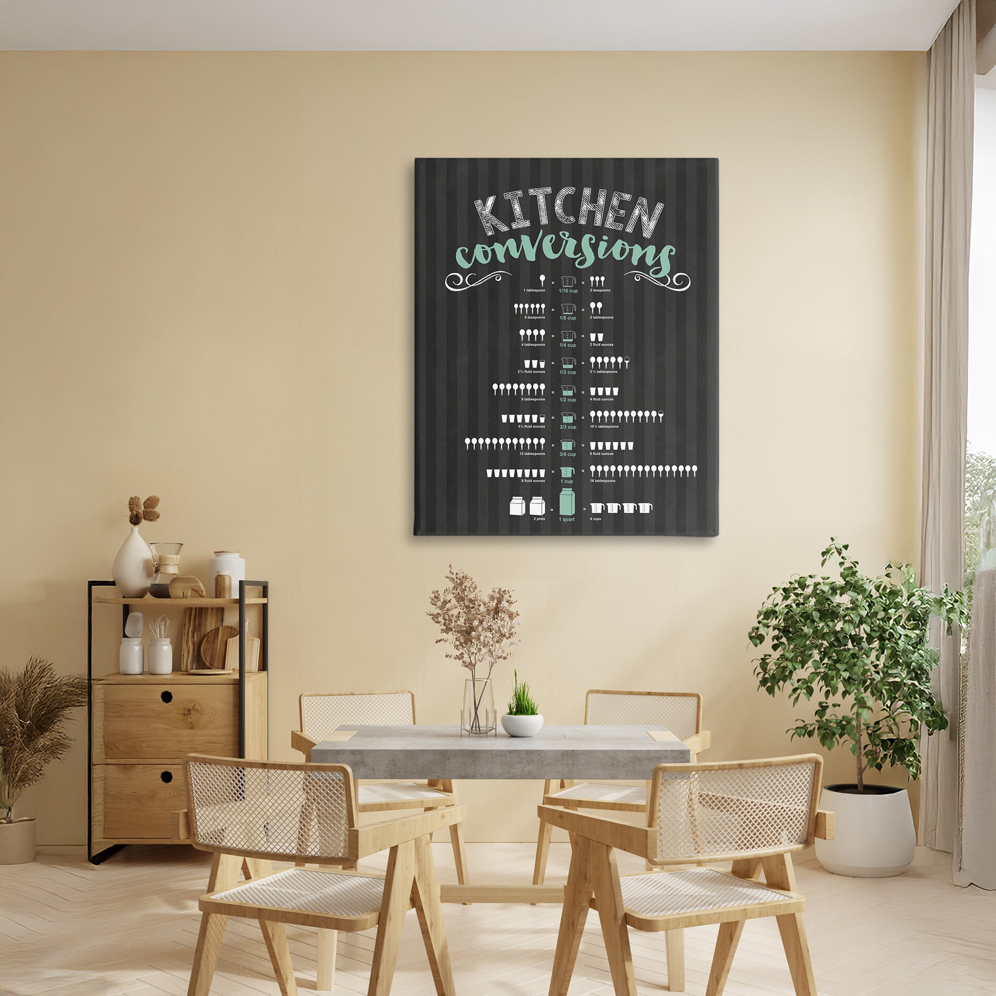 Kitchen Conversions Black & Green Canvas Wall Art, design by Lettered and Lined