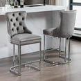 thumbnail image 2 of JESTOP 25" Counter Height Bar Stools Set of 2, Modern Velvet Barstools with Chrome Metal Legs and Tufted Back, Upholstered Island Chairs for Kitchen Island, Pub, Cafe, Beige, 2 of 7