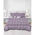 thumbnail image 2 of Twin Quilt Bedding Set, Purple Boho Reversible Summer Quilt 3 Pieces, Vintage Ethnic Tribe Abstract Art Lightweight Bedspreads Coverlets with 2 Pillow Shams for All Seasons, 2 of 5