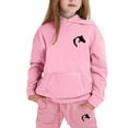 thumbnail image 4 of Big Girls Outfits Set Cute Letter Print Hoodie Pants Comfy Casual Two Piece Outfit Kids Winter Wear Clothing Pink Size 8-9T, 4 of 4