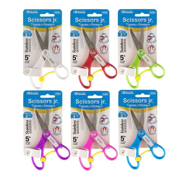 BAZIC 5" Blunt Tip School Scissors w/ Name Tag, Stainless Steel, 24-Pack