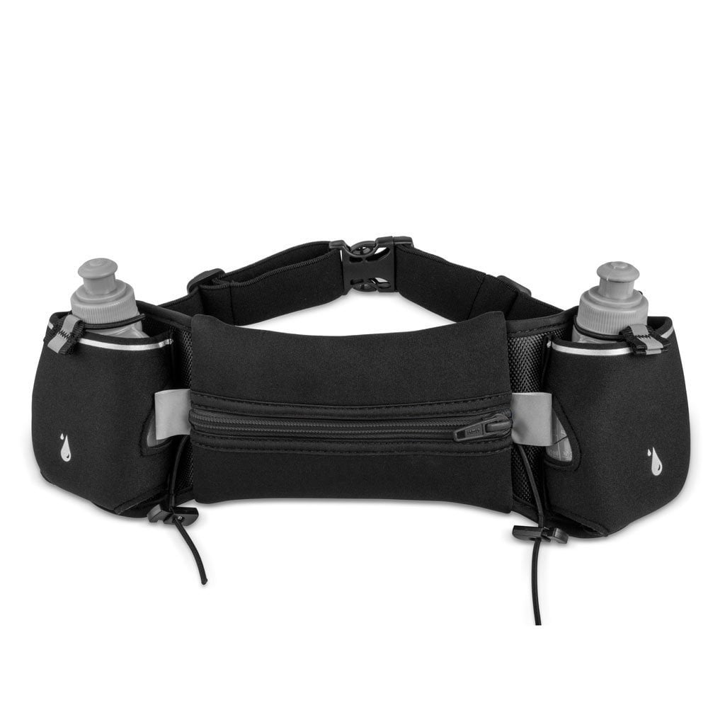 Hydration Belt for Running Jogging Walking  7" x 4" Pouch with Two Water Bottles 