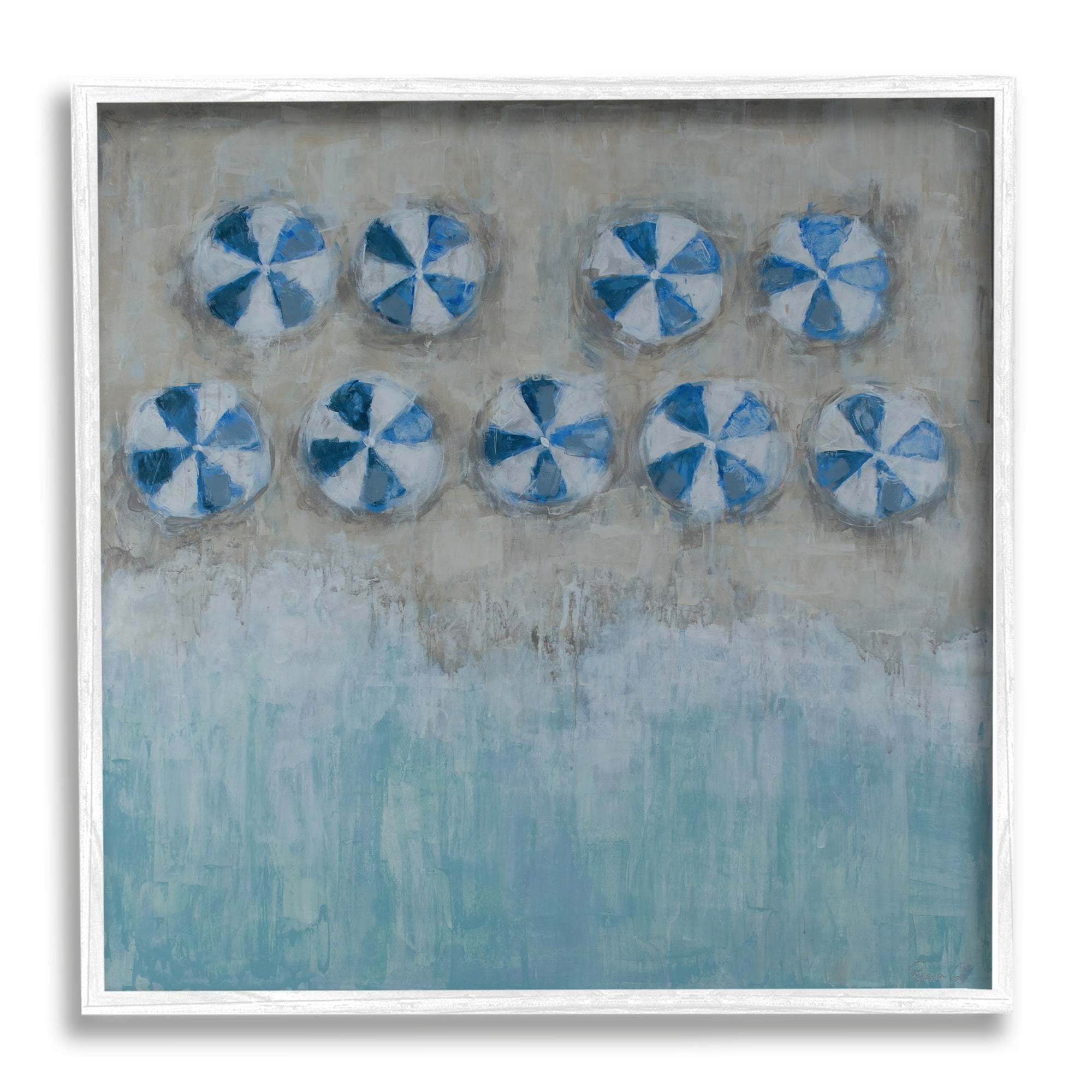 Stupell Industries Beach Umbrella Coast Abstract Aerial Landscape Painting, 12 x 12,Design by Reesa Qualia