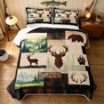 thumbnail image 2 of Manfei Farmhouse Style Elk Twin Quilt Set, Rustic Wildlife Twin Coverlet Set, Dark Brown Peach, Black Reversible, 2 Pieces, 1 Bedspread and 1 Pillowcase, 2 of 7