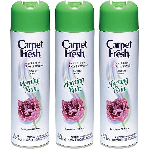 Carpet Fresh No Vacuum Freshener and Deodorizer Spray, Morning Rain 3 Pack