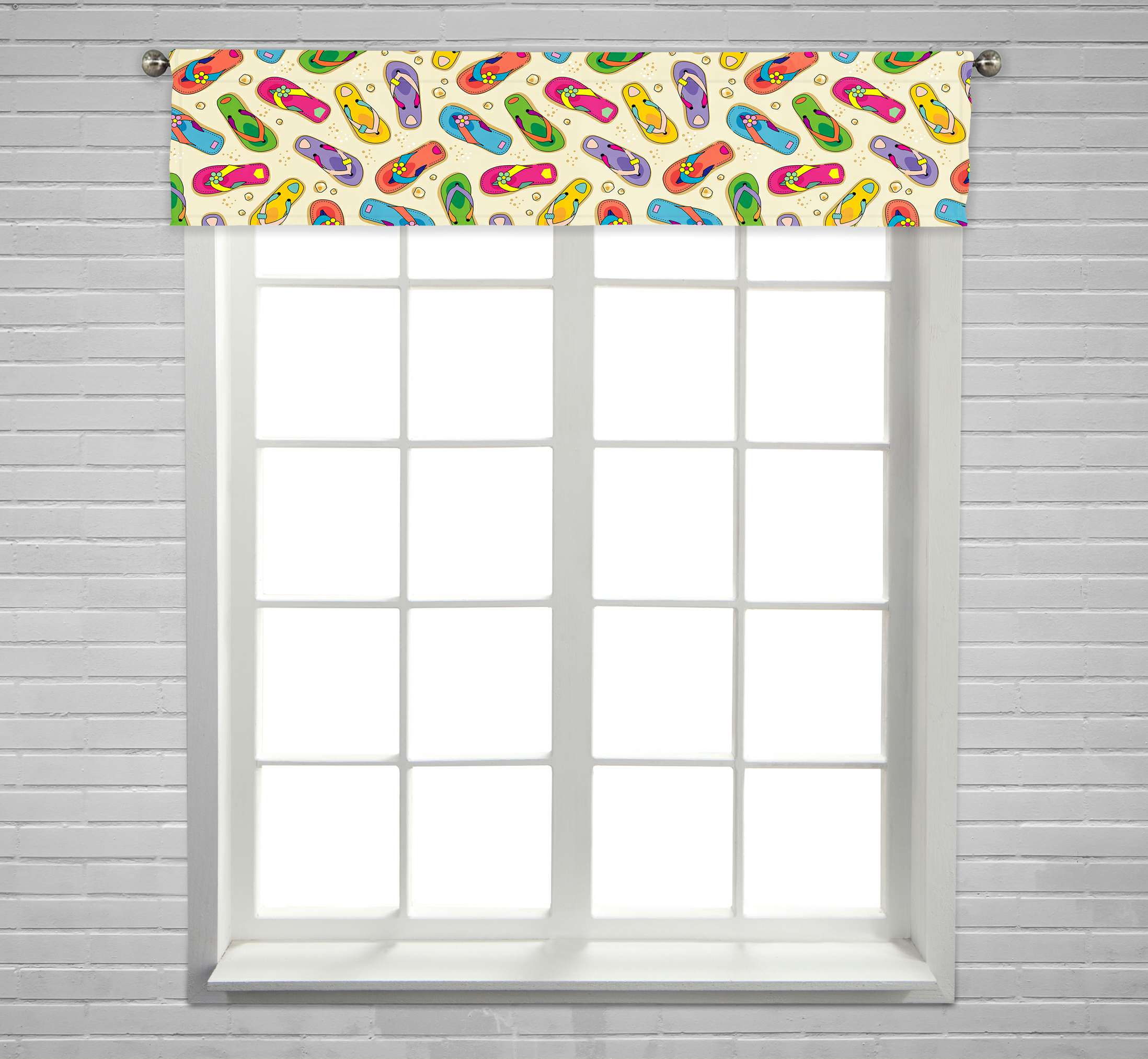 ECZJNT flip flops beach sand Window Curtain Valance Rod Pocket Size