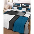 thumbnail image 3 of Quilts Twin Size Bedding Set, Abstract Blue Grey Lightweight Quilted Comforter, Modern Geometric Color Blocks Soft Reversible Bedspread Coverlet with Pillow Covers for All Season, 68" x 86", 3 of 7