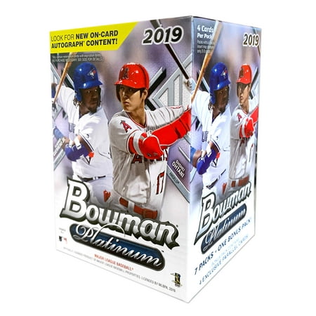 2019 Topps Bowman Platinum Baseball Blaster Box- 28 Topps Bowman Baseball Trading Cards | 1 bonus 4-card Ice foilboard parallel (2019 Bowmans Best Aaron Judge)