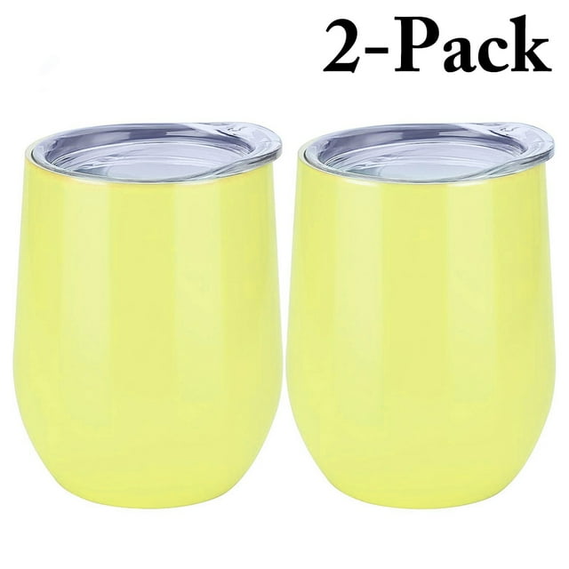 Coofit 2 Pcs Verres à Vin en Acier Inoxydable Isolés Verres à Bière avec Couvercle