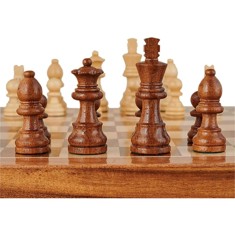 14 Inch Large Wood Magnetic Chess Set with - Wooden Travel Chess Board Game with Chessmen Storage - Handmade Tournament Chess Set - Best Strategy Educational for Adults Teens - Walmart.com