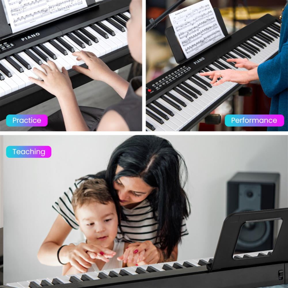 GVN Piano,88 Key Foldable Electric Keyboard Piano with Wireless MIDI and Dual Speakers-Black