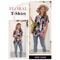 thumbnail image 5 of Nlife Women Floral Print Top Short Sleeve Tunic Boho Blouse Casual Summer Shirts, 5 of 9
