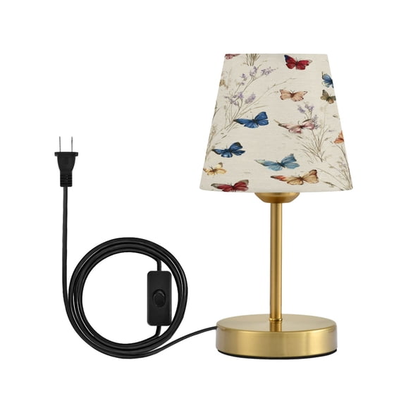 Tapered Desk Lamp with Antique Brass Base Table Lamps Dimmable LED Bulb Button Switch Night Light Various Colors and Sizes Butterflies Small