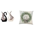 thumbnail image 1 of Elegante escultura de cisne de cerámica y funda de almohada navideña para decoración del hogar, estante, sofá, oficina, aniversarios y fiestas., 1 of 8