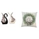 thumbnail image 1 of Elegante escultura de cisne de cerámica y funda de almohada navideña para decoración del hogar, estante, sofá, oficina, aniversarios y fiestas., 1 of 8