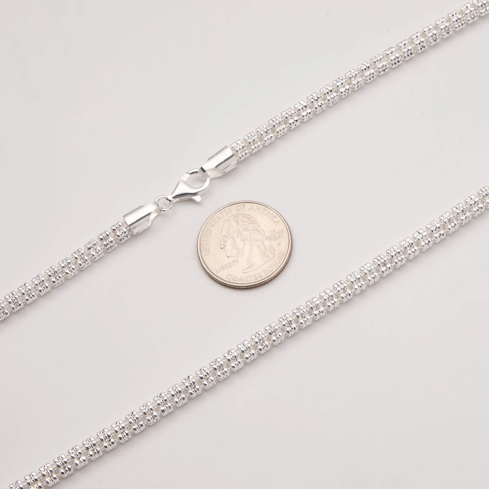 NYC Sterling 5mm Diamond-Cut Ice Link Chain Sterling Silver 925 Italy All Sizes