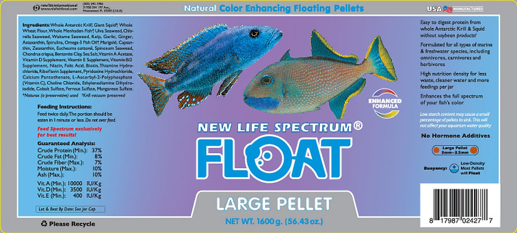 New Life Spectrum Float Large Fish Food Pellets, 1.6 kg