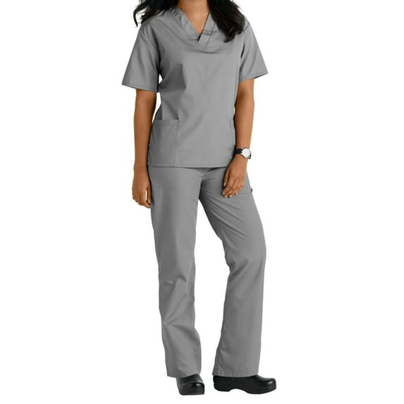 Two Piece Scrub Set (Grey, XX-Small)