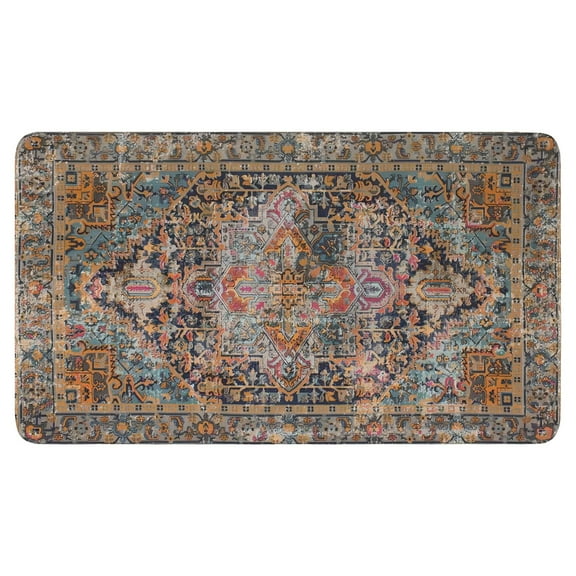 Boho Vintage Brown Carpet Welcome Door Mat Decorative Doormat Farmhouse Low-Profile Floor Rug Switch Mat for Home Indoor Outdoor Decorations 17 X 30 Inch
