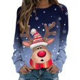 thumbnail image 1 of HNMKIU Chandail en Molleton Col Rond Femme Joyeux Noël Imprimé Col Rond Chandail Manches Longues Décontracté, 1 of 4