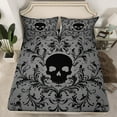 thumbnail image 2 of Manfei Adult Damask Skull Twin Sheet Sets, Hippie Gothic Skeleton Twin Fitted Sheet, Tribal Mandala Theme Flat Sheet, Breathable Home Decor, 3-Piece, 2 of 7