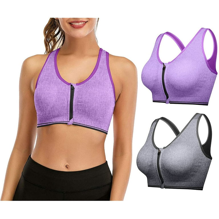 YWDJ Sports Bras for Women No Underwire Front Closure Front Clip Zip Snap  Zip Up High Impact Sports Mesh Front Hook Front Close Front Opening Closing  Zipper Without Steel Rring Shoulder L L 